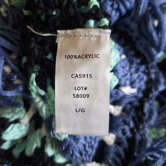 New Elan Aleki Diamond Crochet Blue Multicolor Maxi Dress/Swim Cover-Up Large - Picture 12 of 13